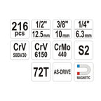 Set De Herramientas 216pcs - Yato